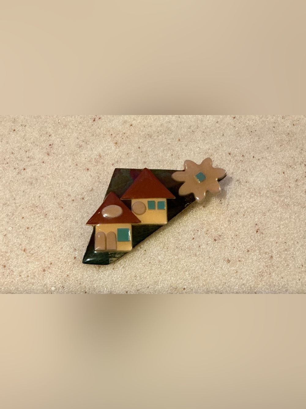 House Pins by Lucinda Enamel House Brooch - Red, Yellow, Teal